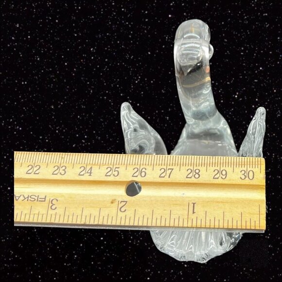 Vintage Art Glass Clear Bullicante Controlled Bubble Swan Paperweight 3.5”T 2”W - Picture 6 of 8
